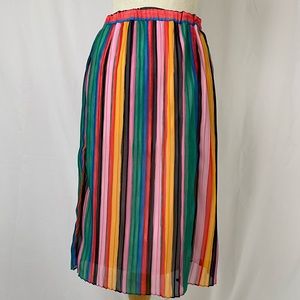 Rainbow Pleated Midi Skirt